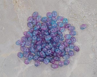 SuperDuo, Bleu violet mat congelé, Perles 2 trous (364-25-54203), 2,5 mm x 5 mm, 9 g