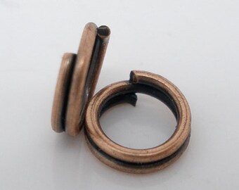 Double Loop Jump Ring, Split Open Jump Rings, 7 mm, Antique Copper Finish Jump Ring, 100 count, (SR-7-AC)