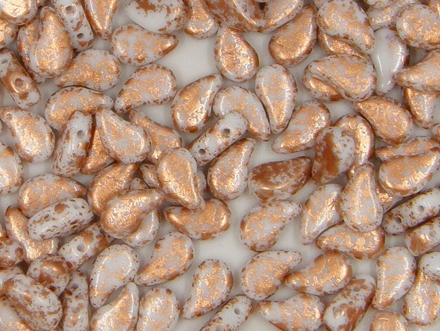 ペイズリー デュオ ビーズ、コッパー スプラッシュ チョーク、2 穴