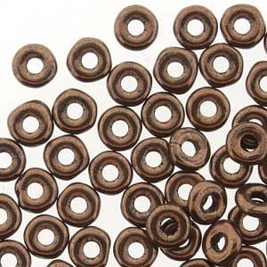 O Beads, Jet Bronze (14415), 3.8 mm x 1 mm , 5 grams, Spacer Bead, Czech Pressed Glass
