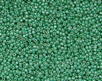 PermaFinish Galvanized Spring Green (Spearmint) Toho Seed Beads, Toho 11/o, (PF588),10 grams