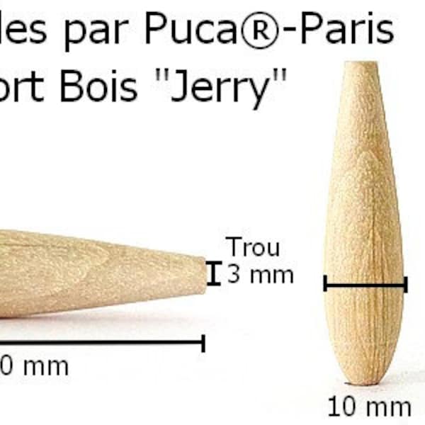 Jerry Wood Support Base, Les perles par Puca®-Paris, 40 x 10 mm, Teardrop Shaped Wood Bead, 1 ct.