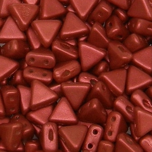 Kheops Par Puca, Rouge métallique mat, Perles de verre 2 trous, (khp-03000-01890), 6 mm, 25 pièces