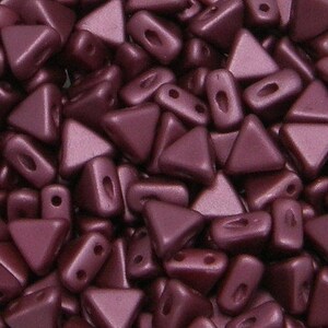 Kheops Par Puca, nacré bordeaux, perles de verre 2 trous, (khp-02010-25031), 6 mm, 25 pièces