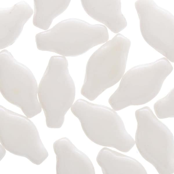 Navette Beads, White Opaque Shimmer, 3-Hole, 6X12mm, (14400), 20 ct.