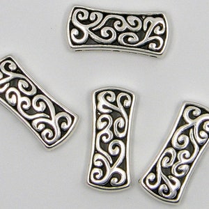 Antique Silver Finish 3-hole Spacer Beads, 26 x 12 mm, 4 count