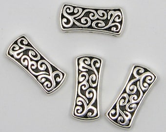 Antique Silver Finish 3-hole Spacer Beads, 26 x 12 mm, 4 count