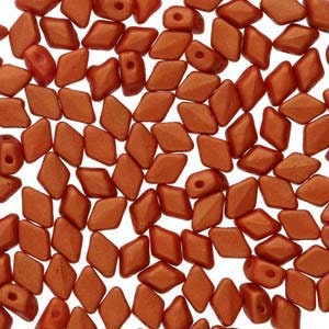 MINI GemDuo Beads, Gold Shine Orange, 50 count, 6 x 4 mm 2-Hole Czech Bead, (GD-64-02010-24102)