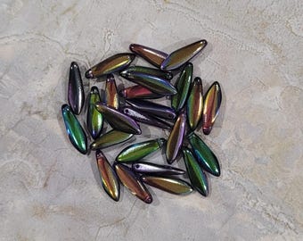 Dagger Beads, Crystal Magic Purple, 5/16mm, Czech Pressed Glass, (95500), 25 count