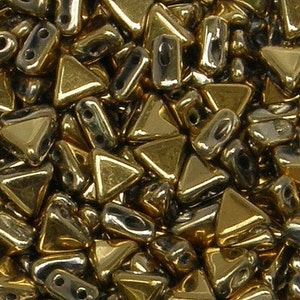 Kheops Par Puca, Full Dorado, Perles de verre 2 trous, (khp-00030-26400), 6 mm, 25 pièces