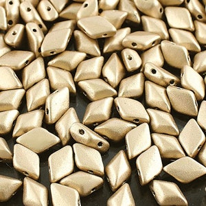 MINI GemDuo Beads, Bronze Pale Gold, 50 count, 6 x 4 mm 2-Hole Czech Bead, (GD-64-00030-01710)