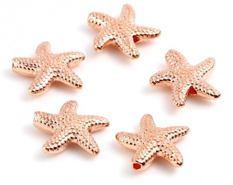 Starfish Spacer Bead, Rose Gold Finish, 14x13.5mm, (SB-STARFISH-RG-1), 8 count