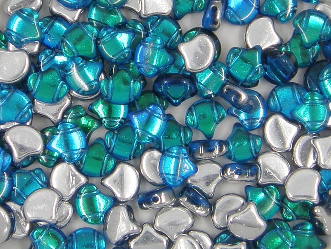 Ginko Bead, Backlit Aquasol, 2 Hole Bead, (GNK-60020-29801), 7.5