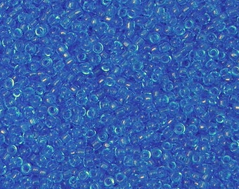 Toho 15/o Round Transparent Blue Seed Beads (15T16), 10 grams