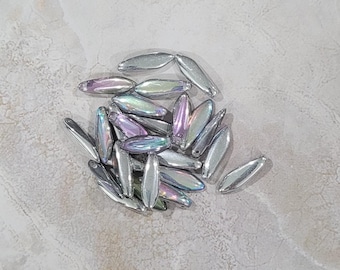 Dagger Beads, Crystal Silver Rainbow, 5/16mm, Czech Pressed Glass, (98530), 25 count