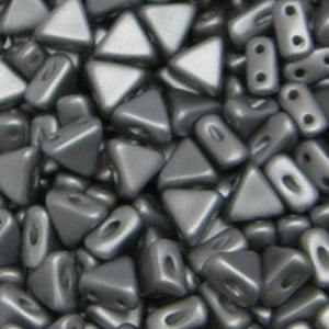 Kheops Par Puca, nacré gris clair/argent, perles de verre 2 trous, (khp-02010-25028), 6 mm, 25 pièces