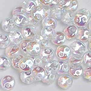 CzechMate Lentil, Crystal AB, 2 Hole Bead, (X0003),  50 count