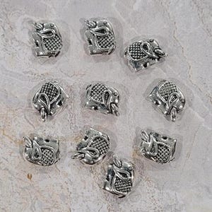 Elephant Spacer Bead, Antique Silver Finish, 12x9mm, (SB-ELEPHANT-AS-1), 10 count