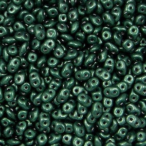 SuperDuo, Saturated Metallic Martini Olive, 2 hole Beads, 2.5mmx5mm, 9 grams
