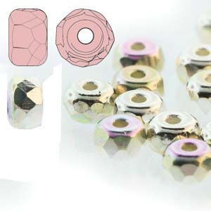 TRUE2 Faceted Micro Spacer Beads, Fine Silver Plate AB, 2x3 mm, Rondelle, 50 count