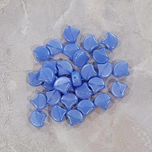Ginko Bead, Opal Blue White Luster, 2 Hole Bead, (31010-14400), 7.5 mm, 30 count
