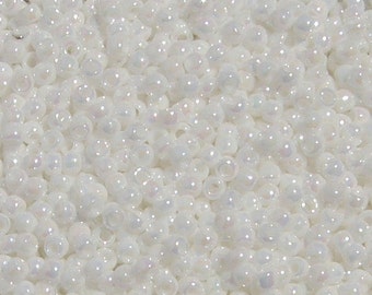 Toho 11/o White Opaque Rainbow Seed Beads (TR-11-401), 10 grams