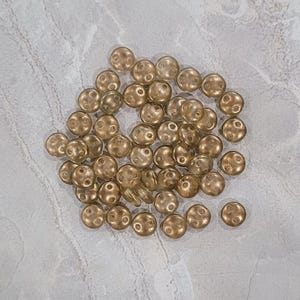 CzechMate Lentil, Halo Linen, Halo Champagne, 2 Hole Bead, 50 count