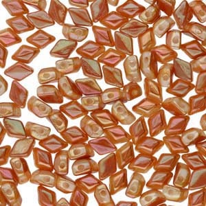 MINI GemDuo Beads, Chalk Full Apricot, 50 count, 6 x 4 mm 2-Hole Czech Bead, (GD-64-03000-29123)
