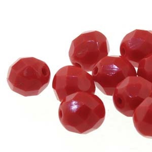 Feuerpolitur, Opakrot, 3 mm Rundperle, Tschechisches Pressglas, (93200), 50 g