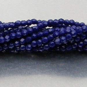 Fire Polish, Navy Blue, 2 mm Round Bead, (33070), 50 count