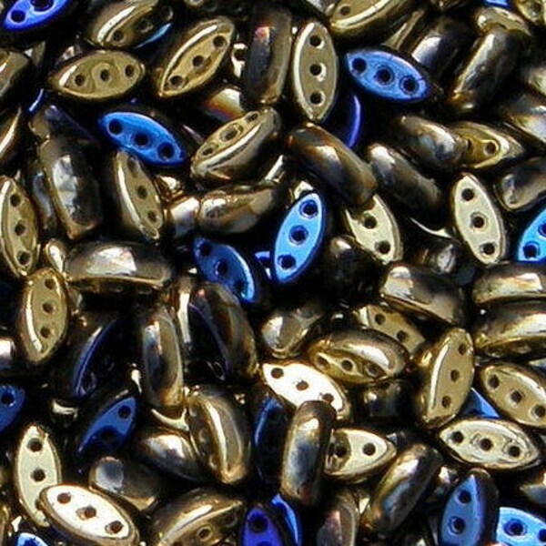 Cali Bead, Jet California Blue, 3-Hole, 40 count, 3 x 8 mm, 3-Hole Czech Bead, (J98548)