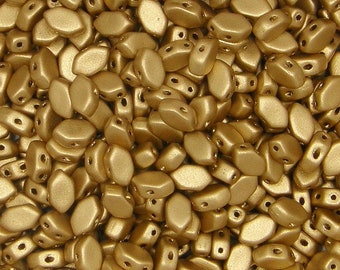Paros par Puca Bead, Light Gold Matte, Matte Metallic Flax, Bronze Pale Gold, 2-Hole, 30 count, 7 x 4 mm, 00030-01710