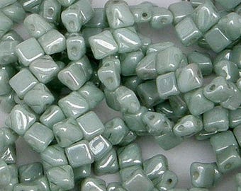 Silky 2 Hole Beads, Light Green Luster, (sk5-02010-14457), 5mm, 40 count