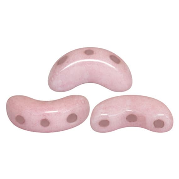 Arcos® Par Puca® Bead, Opaque Light Rose Ceramic Look, 3-hole, 30