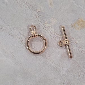Rose Gold Plated Circle Toggle Clasp (CLP-T-RG-1), 10 sets, 17x6mm, 15x11mm
