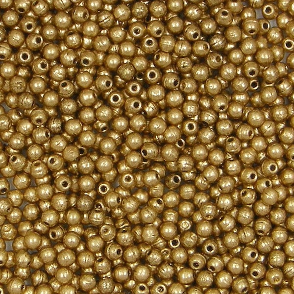 Starman Finial™  2mm Half-Drilled Round Bead, Matte Metallic Flax, (384-02-K0171), 5 grams