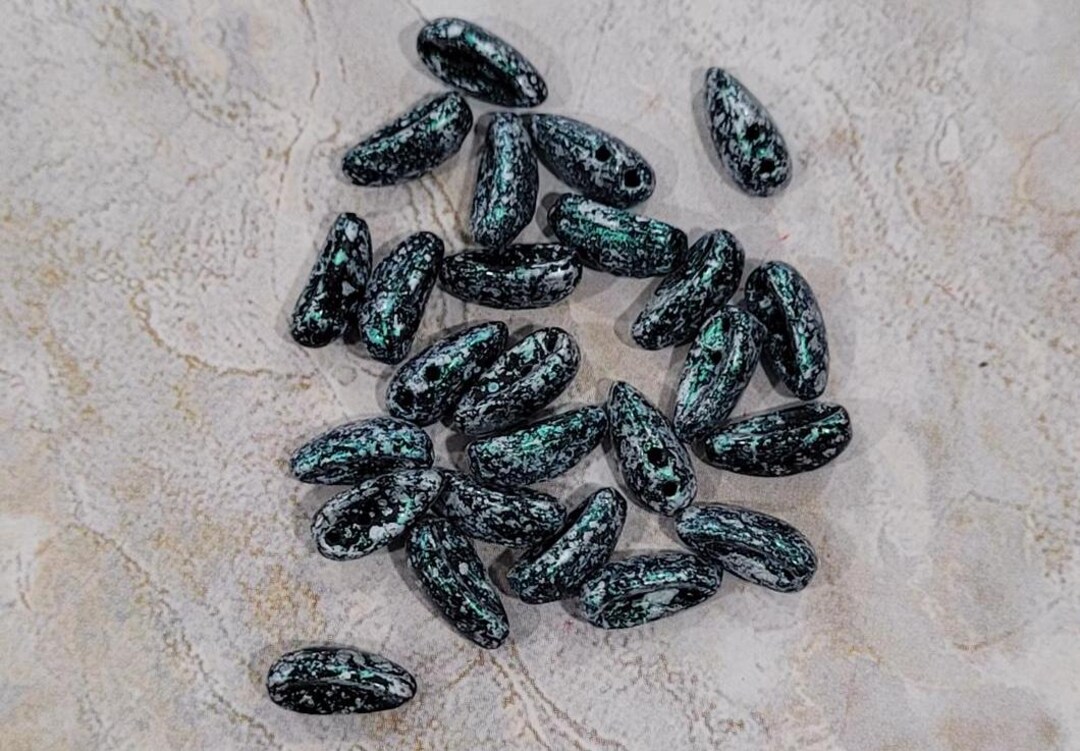 ペイズリー グリーン シュシュ Chilli Bead, Tweedy Green, 2 Hole Bead, (357-J45707-411