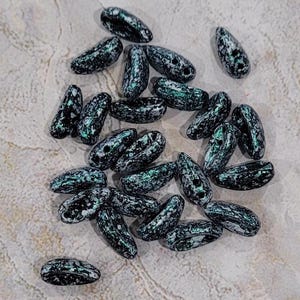 Chilli Bead, Tweedy Green, 2 Hole Bead, (357-J45707-411), 4mm x 11mm, 25 count