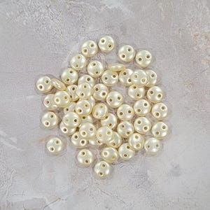 CzechMate Lentil, Pearl Coat Cream. 2 Hole Bead, (25039), 50 count