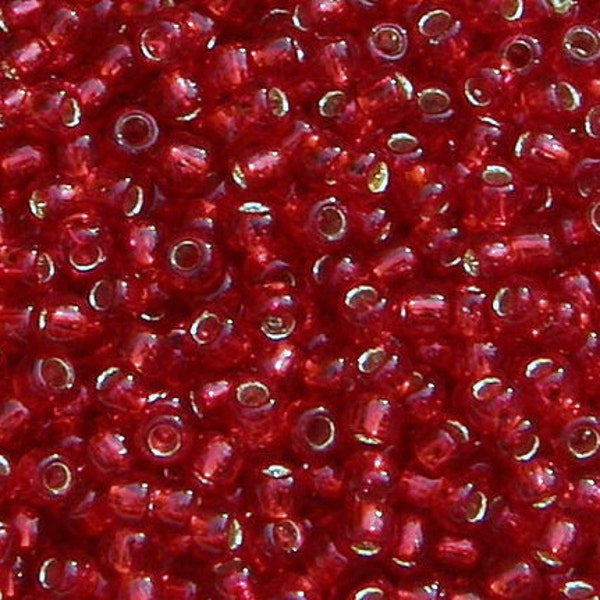 Toho 8/o Round Silver Lined Dark Ruby Seed Beads (TR-8-25C), choice of 10 grams or 23 grams