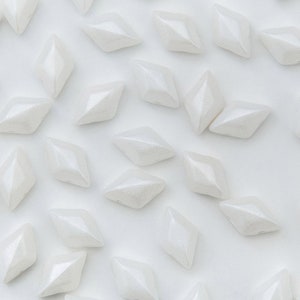 MINI GemDuo Beads, Pearl Shine White, 50 count, 6 x 4 mm 2-Hole Czech Bead, (GD-64-02010-24001)