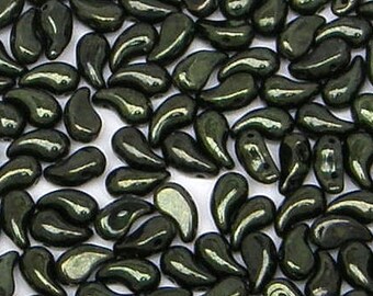 5x8mm ZOLIDUO Bead 30 count Hematite LZD-14400 2 Hole Glass Beads, Left Side Version