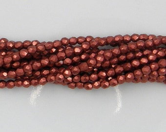 Fire Polish, Saturated Metallic Valiant Poppy, 6mm Round Bead, Czech Pressed Glass, (06B02), 25 count