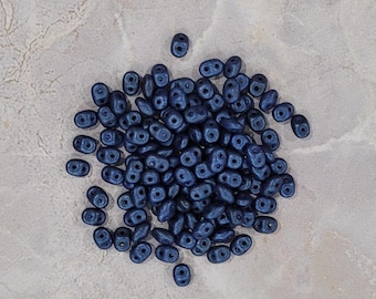SuperDuo, Metallic Suede Blue, 2 hole Beads, (duo523980-79031)), 2.5mmx5mm, 9 grams