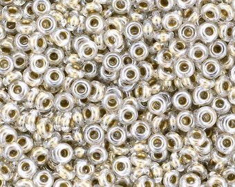 Demi Rounds, 11/o Toho Seed Bead, Gold Lined Crystal, (TN-11-989), 2.5&quot; tube, approx. 7.8 grams