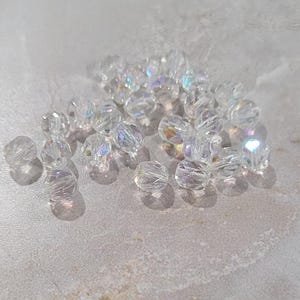 Fire Polish, Crystal AB, 3mm Round Bead, Czech Pressed Glass, (X0003), 50 count