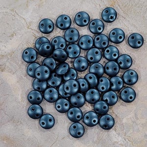 CzechMate Lentil, Pearl Coat Steel Blue, 2 Hole Bead, (25033),  50 count