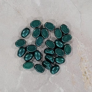 Samos® par Puca®-kraal, donkergroene parelparel, 2 gaten, 25 stuks, 7 x 5 mm, (03000-70055)