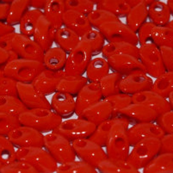 Miyuki, Long Magatama, Opaque Red, 4x7mm, Glass Seed Bead, (LMA-407), 8.3 grams