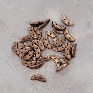 CzechMate Crescents, Saturated Metallic Tan, 2 Hole Bead, (391-310-77026), 30 count